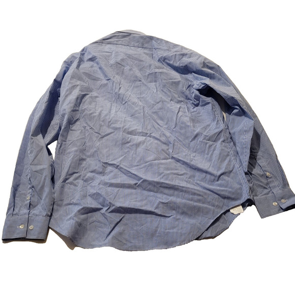 Mens Calvin Klein Size 16.5 Slim Fit Button Down Blue Checked Long Sleeved Shirt - Picture 3 of 9